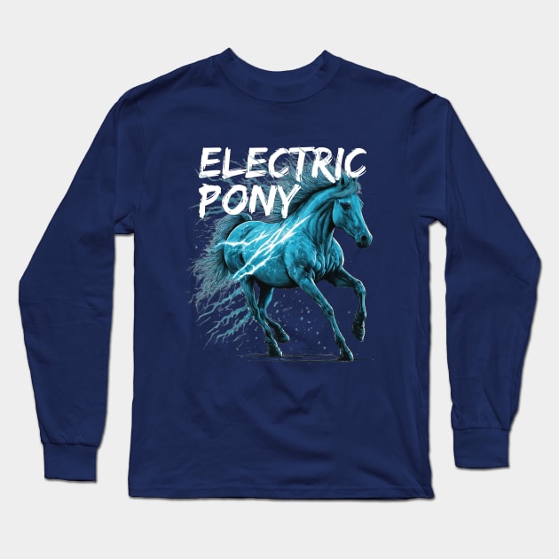 Blue Electric Pony Long Sleeve T-Shirt by zealology